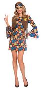 Sukienki i spódniczki dla dziewczynek - amscan amscan 9905125 61's Groovy hipisowska sukienka zestaw, dziecko 14-16 lat 9905125 - miniaturka - grafika 1