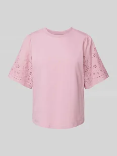T-shirt z ażurowym wzorem model ‘YASLEX’ - Koszulki i topy damskie - miniaturka - grafika 1