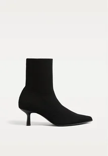 Stradivarius Botki z dzianiny na obcasie Czarny 35 - Botki damskie - miniaturka - grafika 1