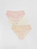 Majtki damskie - Reserved - Koronkowe majtki figi 3 pack - kremowy - miniaturka - grafika 1