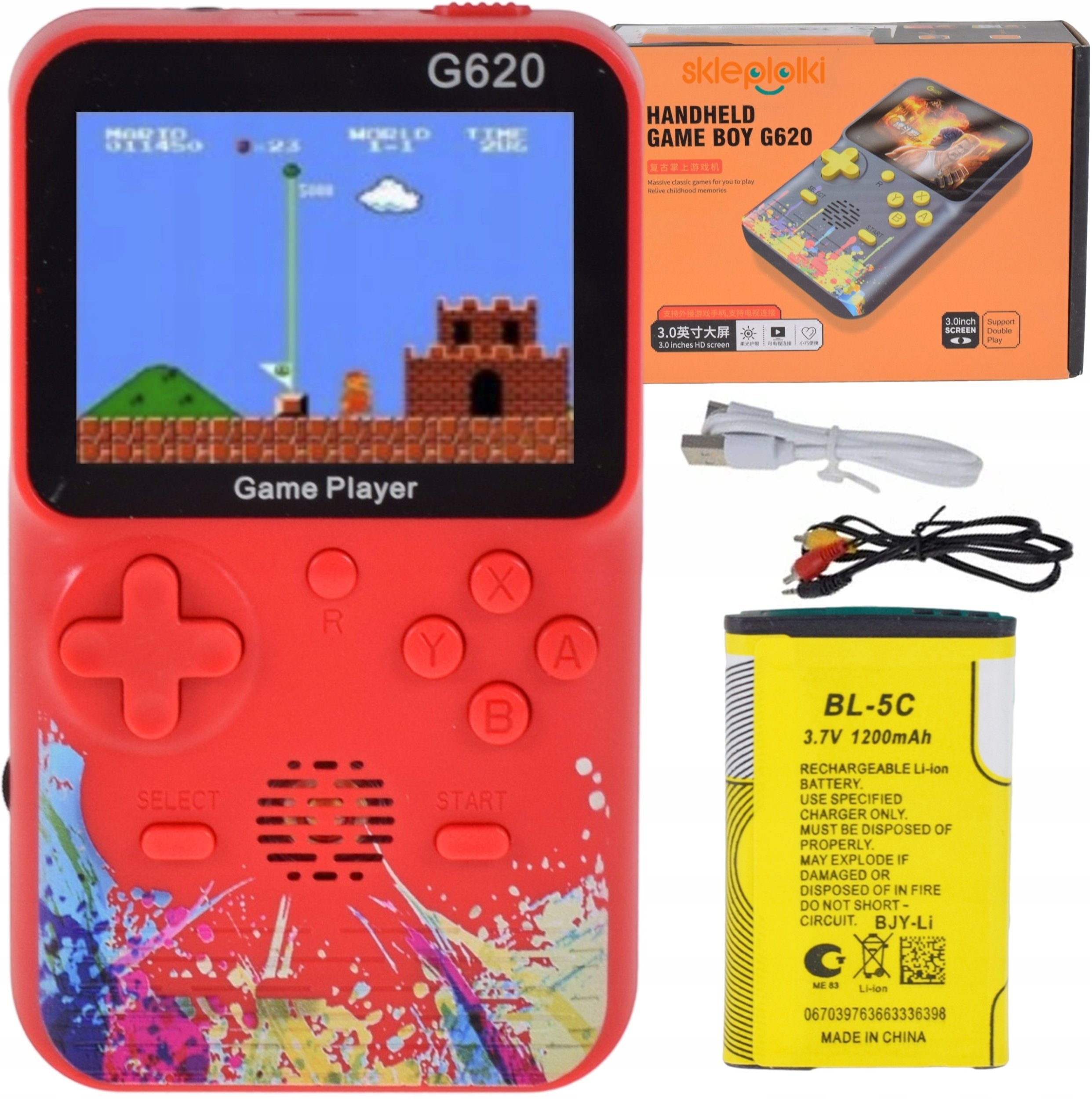 Skleplolki ELEKTRONICZNA GRA DLA DZIECI MINI KONSOLA PRZENOŚNA 620w1 GAME PAD BATERIA