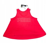 Koszulki i topy damskie - Puma Top Dziewczęcy Neonowy Z Logo Na Ramiączkach 176 Kya - miniaturka - grafika 1