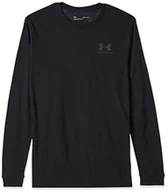 Bluzy męskie - Under Armour Under Armour Męska sportowa bluza z lewej piersi z długim rękawem i okrągłym dekoltem Czarny (001)/czarny M 1329585-01-M - miniaturka - grafika 1