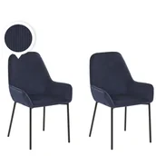 Krzesła - Zestaw 2 Krzeseł Do Jadalni Sztruksowy Niebieski Loverna - miniaturka - grafika 1