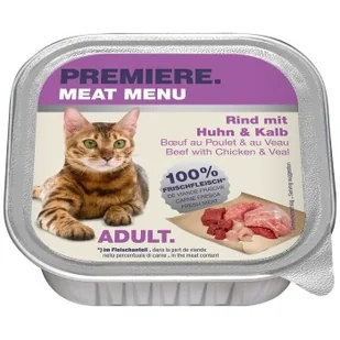 PREMIERE Meat Menu Adult Wołowina z kurczakiem i cielęciną 16x100 g - Mokra karma dla kotów - miniaturka - grafika 1