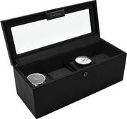 Akcesoria do zegarków - Pudełko na zegarki Stackers czterokomorowe czarne - miniaturka - grafika 1