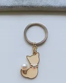 Breloki - Breloczek Brelok Do Kluczy Złoty Kot Kotek Perła - miniaturka - grafika 1