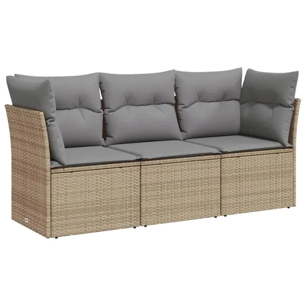 Zestaw Wypoczynkowy Rattan PE Beżowy 179x62x69 cm