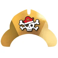 Dodatki do strojów karnawałowych - Czapka papierowa złota Mapa Piratów czaszka x8 - miniaturka - grafika 1