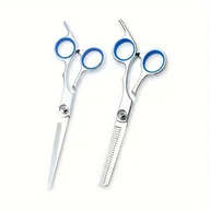 Nożyczki fryzjerskie - TEMU 2-częściowy zestaw nożyczek do strzyżenia włosów w domu, płaskie nożyczki do przycinania włosów do stylizacji włosów, dwustronne, bezalkoholowe, - miniaturka - grafika 1