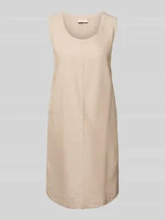 Sukienka lniana o długości do kolan z okrągłym dekoltem model ‘LAVA’ - Sukienki - miniaturka - grafika 1