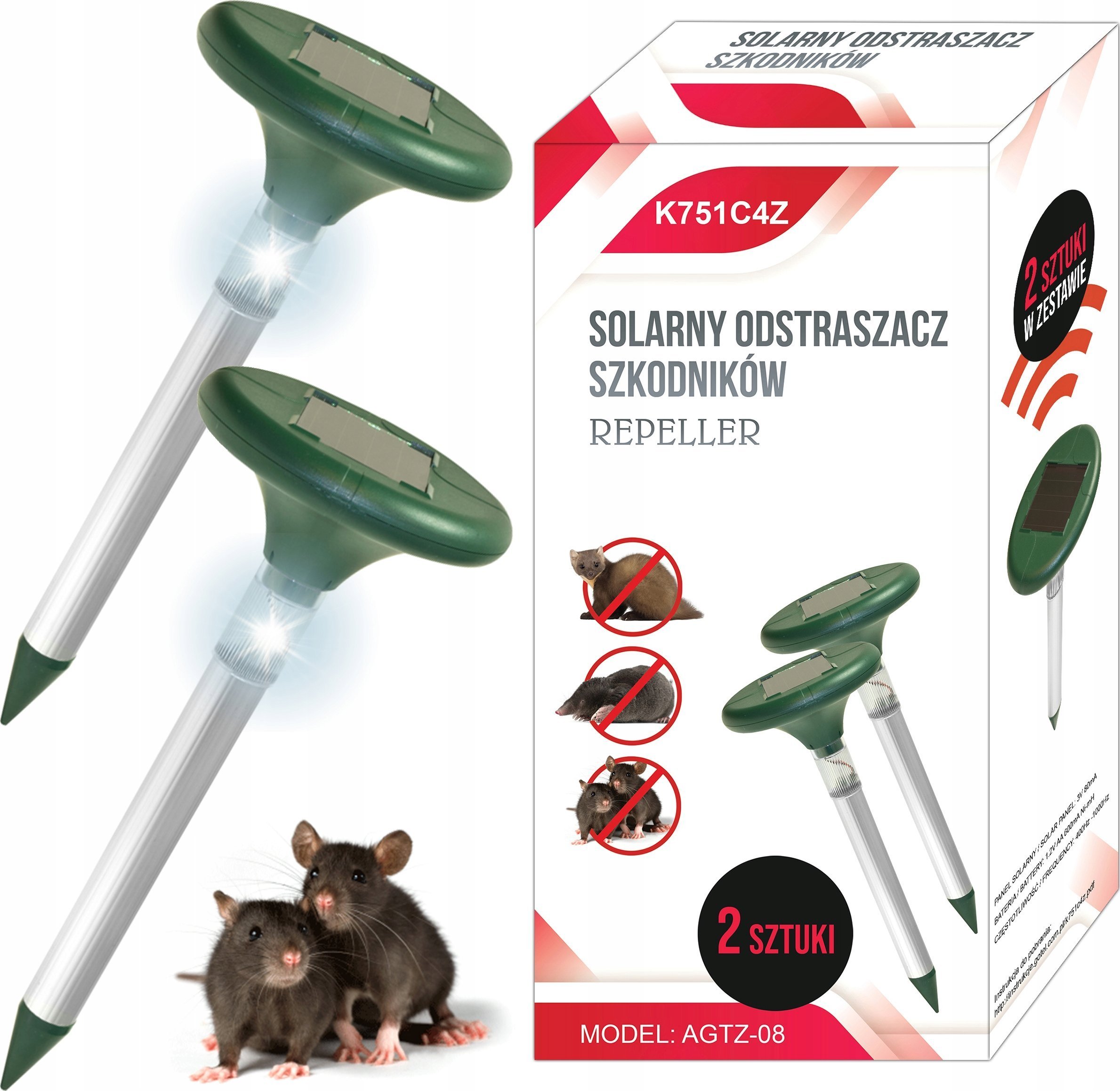 Solarny odstraszacz na krety LED K751C4Z