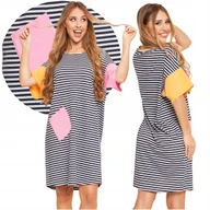 Bielizna nocna - KOSZULA NOCNA BAWEŁNIANA DAMSKA W PASKI KOLOROWA UROCZA KRÓTKA MORAJ 3XL - miniaturka - grafika 1