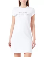 Sukienki - Love Moschino Damska sukienka o kroju slim fit z krótkim rękawem, optical white, 48 - miniaturka - grafika 1