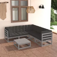 Meble ogrodowe - vidaXL 6-cz zestaw wypoczynkowy do ogrodu z poduszkami lita sosna 3076781 - miniaturka - grafika 1