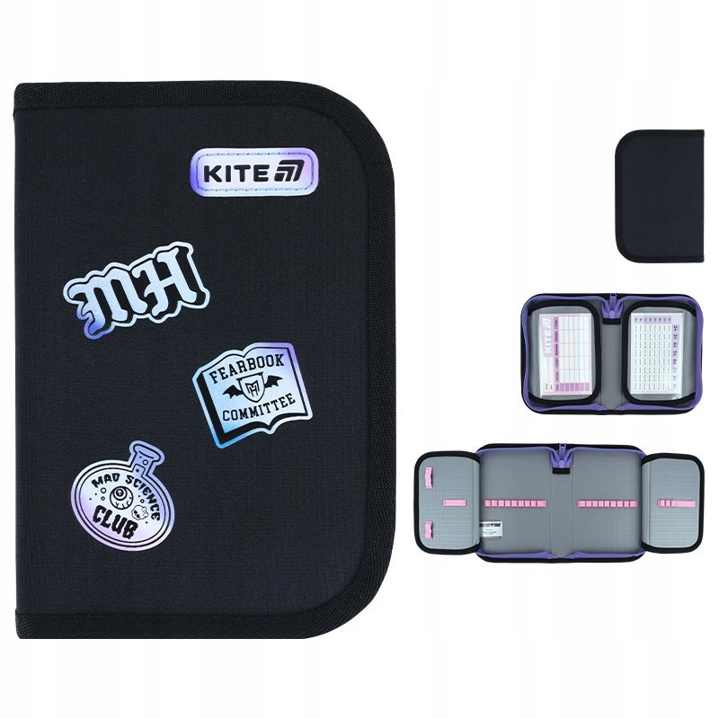Piórnik rozkładany szkolny dla dziewczynki czarny Monster High Kite