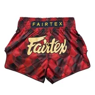 Kimona, stroje i obuwie - Spodenki Muay Thai Sześciany Fairtex BS1919 Czerwone/Czarne S - miniaturka - grafika 1