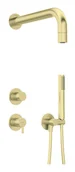 Zestawy prysznicowe - Deante Silia Zestaw prysznicowy podtynkowy z deszczownicą złoto szczotkowane NQSR9XK - miniaturka - grafika 1