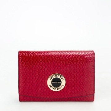 Czerwony Portfel Damski Monnari W Łuski Małe Lakierowany