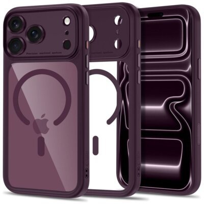 Etui TECH-PROTECT MagPeak MagSafe CC do Apple iPhone 17 Pro Max/18 Pro Max Przezroczysto-wiśniowy