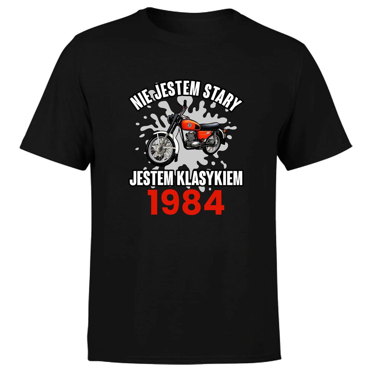 Koszulka męska z nadrukiem dla motocyklisty JESTEM KLASYKIEM 40 URODZINY M
