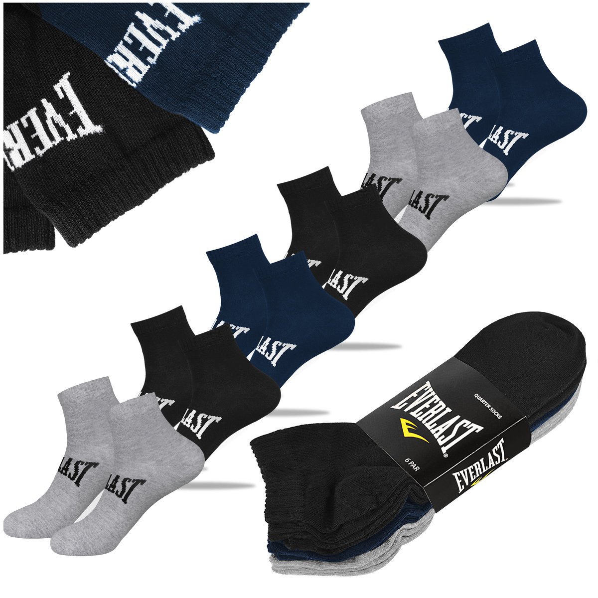 Everlast Skarpety Męskie Zakostki Bawełniane Mix Navy 6 par Rozmiar 39-42