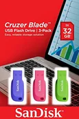 Pendrive - SanDisk Cruzer Blade 3x 32GB pamięć USB USB Typu-A 2.0 Niebieski, Zielony, Różowy SDCZ50C-032G-B46T - miniaturka - grafika 1