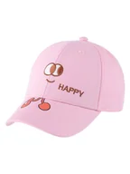 Czapki damskie - Czapka z daszkiem dziecięca, happy, jasnoróżowa, Be Snazzy r.48/50 - miniaturka - grafika 1