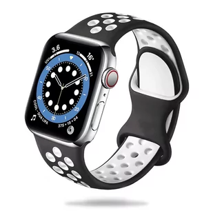 Sportowa gumowa opaska Apple Watch ( 38 / 40 / 41 mm ) czarno biała - Akcesoria do smartwatchy - miniaturka - grafika 1