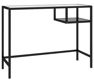 Czarne loftowe szklane biurko z półką 100 cm Avium - Biurka - miniaturka - grafika 1