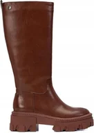 Kozaki damskie - Xti Brązowe Klasyczne Kozaki z Zamkiem na Platformie 37 Tla - miniaturka - grafika 1