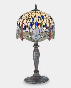 Lampa Witrażowa w Stylu Tiffany Ważka Kremowa - Lampy stojące - miniaturka - grafika 1