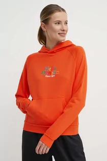 Bluzy damskie - Helly Hansen bluza damska kolor pomarańczowy z kapturem z aplikacją 54239 - grafika 1