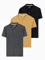 Koszulki męskie - Zestaw koszulek męskich polo z dzianiny pique 3-pak mix V18 Z28 M - miniaturka - grafika 1