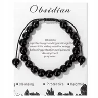 Bransoletki - Bransoletka Regulowana z Kamienia Naturalnego Obsydian Amulet Ochrony - miniaturka - grafika 1