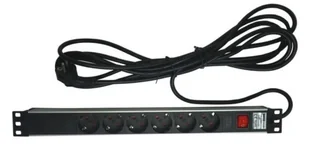 T-racks LISTWA ZASILAJĄCA RACK9511, 6 GNIAZD I WYŁĄCZNIK Z PRZODU - Listwy zasilające - miniaturka - grafika 1