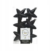 Bombki - Bombki na choinkę nietłukące gwiazdki zestaw 6 szt czarne - miniaturka - grafika 1