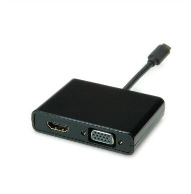 Adapter USB Secomp STANDARD Typ C – przejściówka HDMI/VGA, męska/żeńska, czarna, 0,1 m S3250