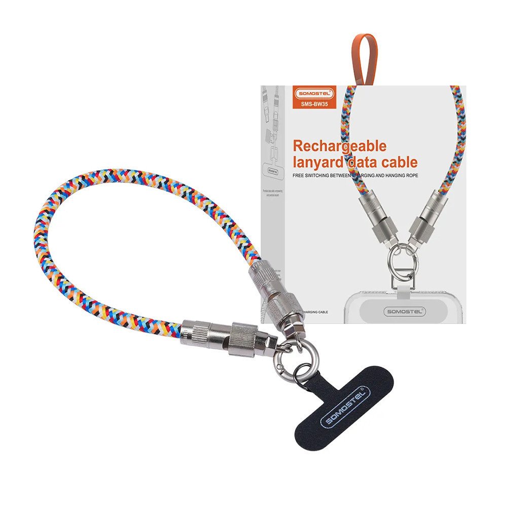 Somostel Smycz na nadgarstek + kabel Typ-C - Typ-C 60W Kolorowa SMS-BW35