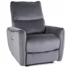 Fotel Rozkładany Zefir Velvet Czarny/Szary Bluvel 14 Nowoczesny Salon - Ławki do przedpokoju - miniaturka - grafika 1