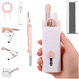 Czyścik Wielofunkcyjny zestaw czyszczący do słuchawek airpods klawiatur 7w1 Różowo-biały - Części i akcesoria do laptopów - miniaturka - grafika 18