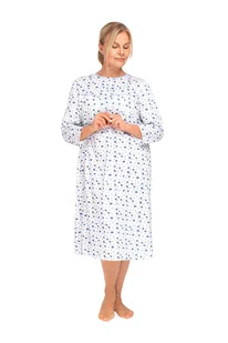 KOSZULA NOCNA DAMSKA XL RĘKAW 7/8 BAWEŁNIANA ROZPINANA NIEBIESKA DMUCHAWCE - Bielizna nocna KOSZULA NOCNA DAMSKA XL RĘKAW 7/8 BAWEŁNIANA ROZPINANA NIEBIESKA DMUCHAWCE - Bielizna nocna - miniaturka - grafika 1