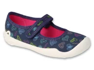 Buty dla dziewczynek - Kapcie dziecięce dziewczęce baleriny na rzepy granatowe Befado 114X535-29 - miniaturka - grafika 1