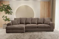 Narożniki - Sofa w kształcie L GABON narożnik funkcja spania tkanina Zoom brązowy lewy - miniaturka - grafika 1