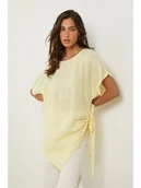 Bluzki damskie - Le Monde du Lin Lniana tunika w kolorze żołtym - miniaturka - grafika 1