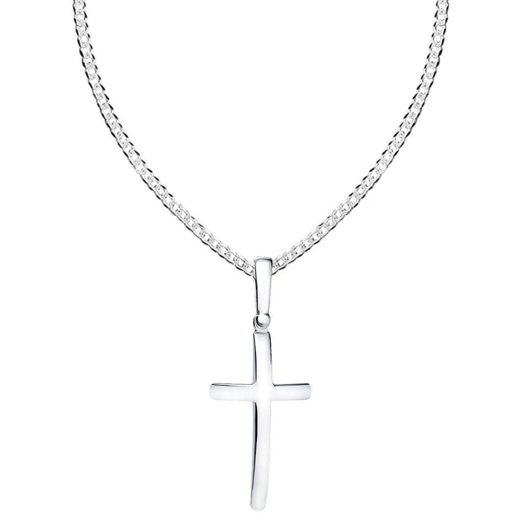 Srebrny krzyżyk gładki z łańcuszkiem PANCERKA sreb