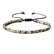 Bransoletki - Bransoletka Koraliki Kamień Naturalny Jaspis Dalmatyński 2x4 mm Regulowany - miniaturka - grafika 1