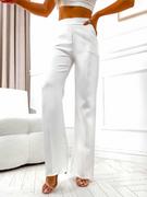 Spodnie damskie - Białe spodnie materiałowe damskie dzwony Denley 8158 - miniaturka - grafika 1