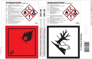 Etykiety samoprzylepne dla benzyny/diesel 25 arkuszy Hünersdorff - Kanistry - miniaturka - grafika 1