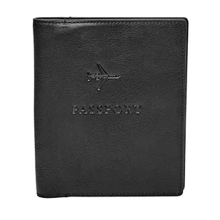 Fossil Etui na paszport męskie - czarne, Czarny, Jeden rozmiar - Etui na dokumenty i karty - miniaturka - grafika 1